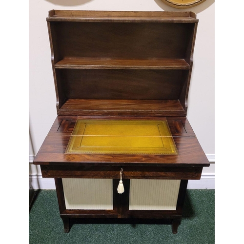 44 - A VERY GOOD QUALITY INLAID MAHOGANY CHIFFONERE SECRETAIRE, this is a neatly sized multifunctional pi... 