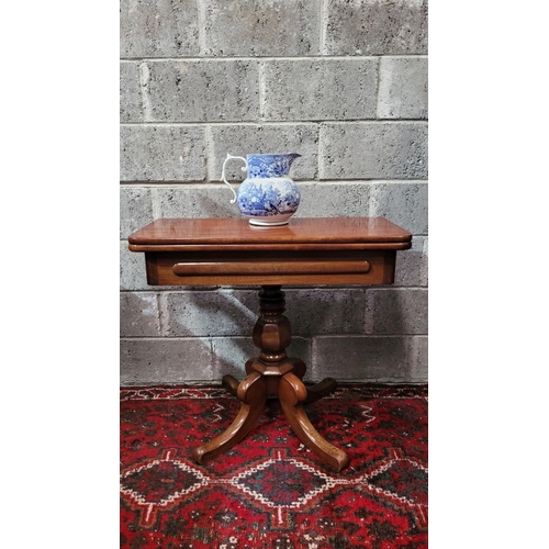 45 - A VERY FINE 19TH CENTURY FOLD OVER MAHOGANY TEA TABLE, the curved top turns and folds open to reveal... 