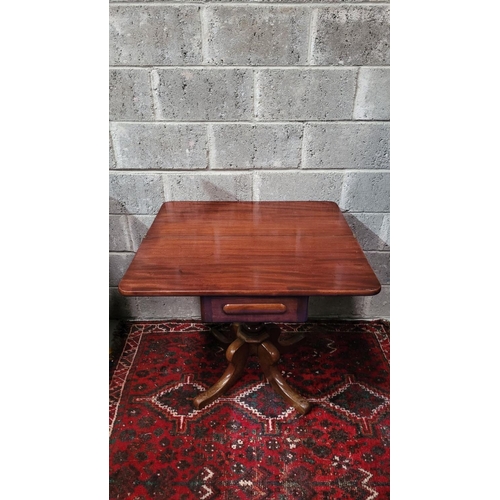 45 - A VERY FINE 19TH CENTURY FOLD OVER MAHOGANY TEA TABLE, the curved top turns and folds open to reveal... 