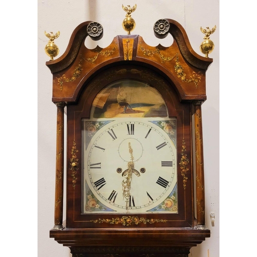 54 - AN EXCEPTIONAL 19TH CENTURY MAHOGANY, ROSEWOOD & SATINWOOD 8 DAY STRIKING LONGCASE CLOCK, this is a ... 