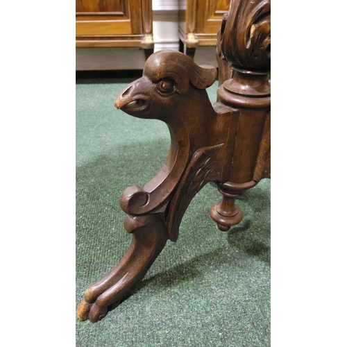 55 - AN ORNATELY CARVED 19TH CENTURY WASH STAND WITH GLAZED POTTERY BOWL, the stand is a beautiful exampl... 