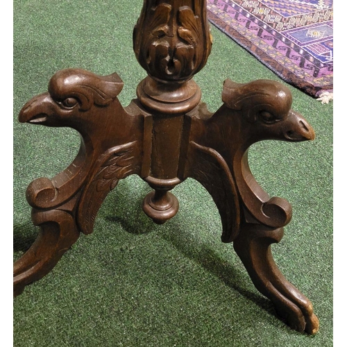 55 - AN ORNATELY CARVED 19TH CENTURY WASH STAND WITH GLAZED POTTERY BOWL, the stand is a beautiful exampl... 