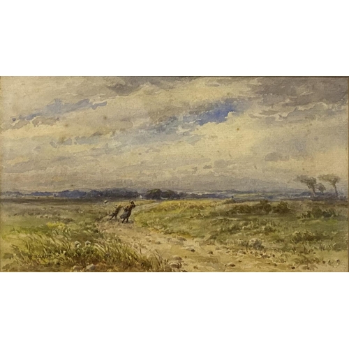 56 - F. SLADE (British, 19th Century), ‘COUNTRY PATHWAY WITH FIGURES’, watercolour on paper, signed lower... 