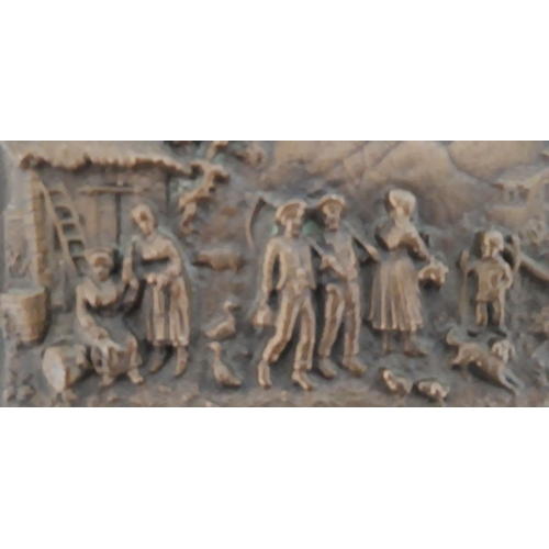 59 - A 19TH CENTURY BRONZE PLAQUE ‘LA MOISSON EN AUVERGNE’, titled below image, dimensions: 18cm x 12cm a... 