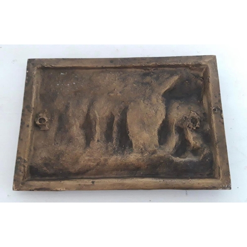 59 - A 19TH CENTURY BRONZE PLAQUE ‘LA MOISSON EN AUVERGNE’, titled below image, dimensions: 18cm x 12cm a... 