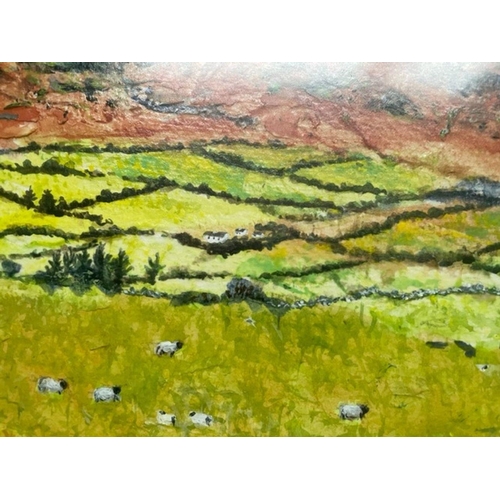 64 - KATIE BUTTIMER, (IRISH, 20TH CENTURY), SHEEP OF WEST CORK, acrylic on paper; framed with non-reflect... 