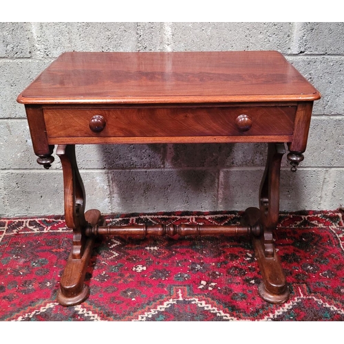 67 - A VERY FINE 19TH CENTURY MAHOGANY SIDE / HALL TABLE, with a single drawer to the frieze having a pai... 