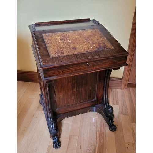 71 - A GOOD QUALITY 19TH CENTURY ROSEWOOD ‘DAVENPORT’ DESK, with low rise gallery edges to the top and a ... 