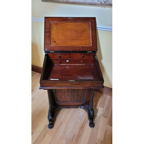 71 - A GOOD QUALITY 19TH CENTURY ROSEWOOD ‘DAVENPORT’ DESK, with low rise gallery edges to the top and a ... 