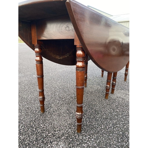 81 - AN IRISH RECENCY PERIOD MAHOGANY HUNTING/WAKES TABLE, the rectangular top with curved ends and D-sha... 