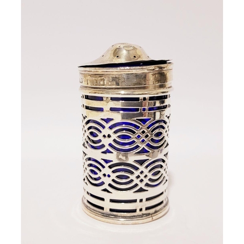 83 - A MIXED SILVER CONDIMENT CONTAINER LOT, includes; (i) a Silver pepper pot the body decorated with pi... 