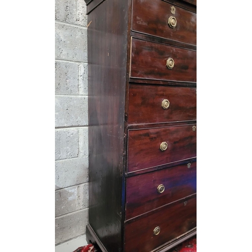 91 - A VERY GOOD QUALITY 19TH CENTURY GEORGIAN STYLE 7 DRAWER MAHOGANY CHEST OF DRAWERS, the graduated dr... 