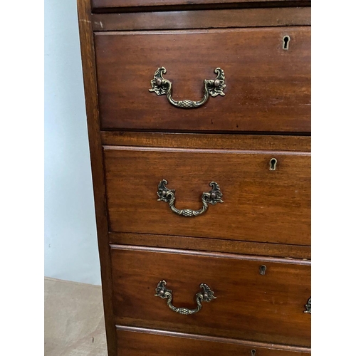 92 - AN IRISH MAHOGANY SEVEN DRAWER TALLBOY CHEST, fluted dentil cornice above carved panel, seven drawer... 