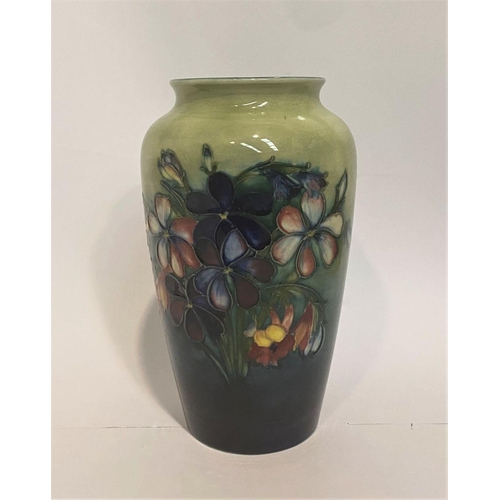 95 - A LARGE VINTAGE MOORCROFT POTTERY VASE, in the Spring Flowers & Orchids pattern, c.1945-49, the tape... 