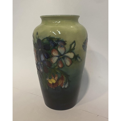 95 - A LARGE VINTAGE MOORCROFT POTTERY VASE, in the Spring Flowers & Orchids pattern, c.1945-49, the tape... 