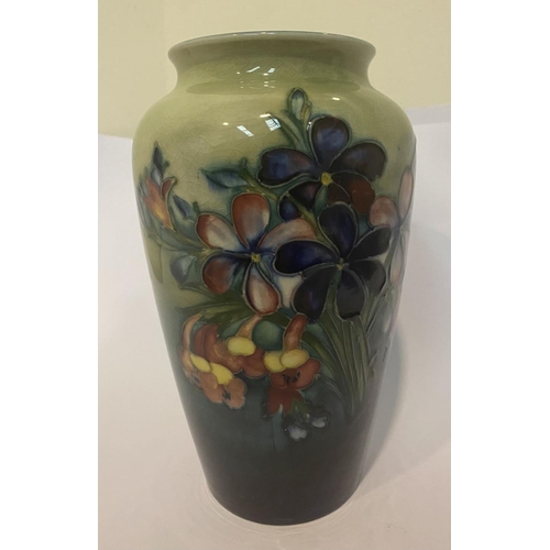 95 - A LARGE VINTAGE MOORCROFT POTTERY VASE, in the Spring Flowers & Orchids pattern, c.1945-49, the tape... 