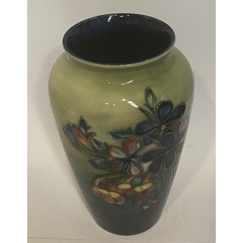 95 - A LARGE VINTAGE MOORCROFT POTTERY VASE, in the Spring Flowers & Orchids pattern, c.1945-49, the tape... 