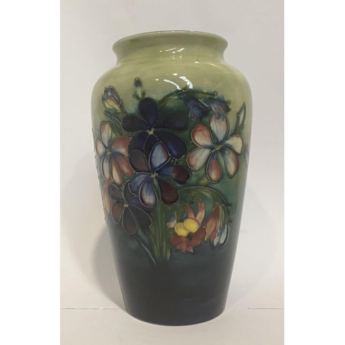 95 - A LARGE VINTAGE MOORCROFT POTTERY VASE, in the Spring Flowers & Orchids pattern, c.1945-49, the tape... 