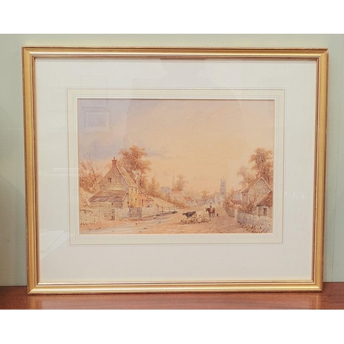 104 - A 19TH CENTURY ENGLISH SCHOOL WATERCOLOUR OF PRISTON SOMERSET, watercolour on paper, unsigned. Inscr... 