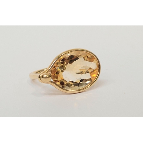 108 - A REALLY BEAUTIFUL VIVIANNA TORUN FOR GEORG JENSEN ‘SAVANNAH’ 18CT YELLOW GOLD CITRINE RING, crafted... 