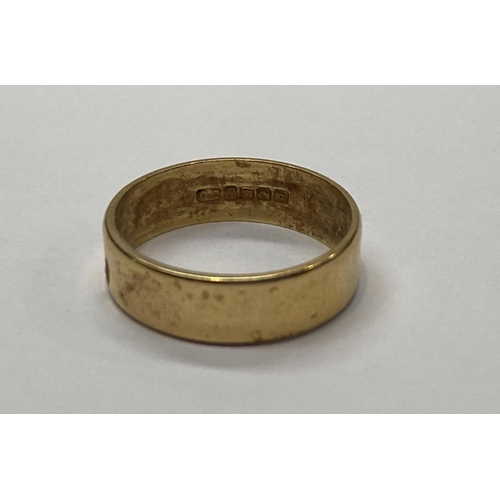 123 - AN 18CT GOLD BAND RING, Marked 18 Hallmarked London, ring size: O; together with a gold signet ring,... 