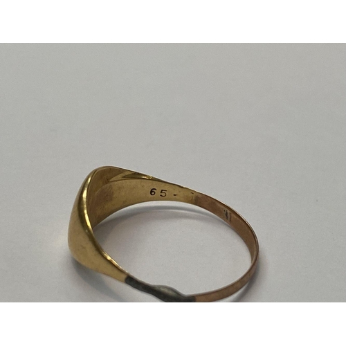 123 - AN 18CT GOLD BAND RING, Marked 18 Hallmarked London, ring size: O; together with a gold signet ring,... 