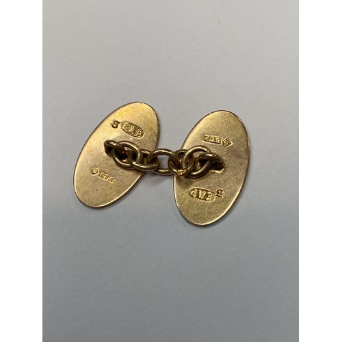 124 - TWO PAIRS OF 9CT GOLD CUFFLINKS, first with engine cut design, Marked 9ct Makers mark EAP to reverse... 