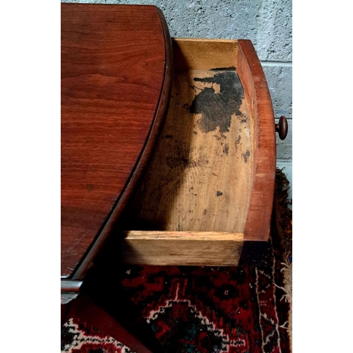 163 - A GEORGIAN-STYLE MAHOGANY DROP-LEAF TABLE bevelled edge; cockbeaded drawers with wooden knobs, taper... 