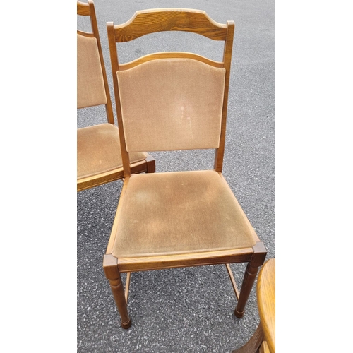 233 - A SET OF SIX DINING ROOM CHAIRS, to include 4 chairs and two carvers, the chairs with upholstered se... 