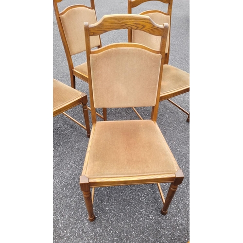 233 - A SET OF SIX DINING ROOM CHAIRS, to include 4 chairs and two carvers, the chairs with upholstered se... 