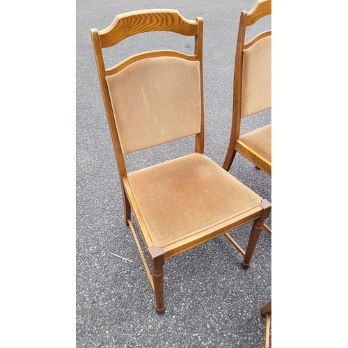 233 - A SET OF SIX DINING ROOM CHAIRS, to include 4 chairs and two carvers, the chairs with upholstered se... 