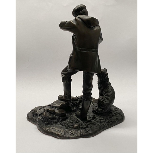 37 - A VINTAGE BRONZE HEREDITIES SCULPTURE, ‘SHEPARD’, by P. Parsons, depicting farmer in traditional dre... 