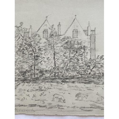 62 - A COLLECTION OF 19TH CENTURY GRAPHITE SKETCHES, (i) graphite on paper, depicting cottage with trees ... 