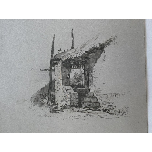 63 - A COLLECTION OF 19TH CENTURY GRAPHITE SKETCHES, (i) ‘Bawsy’ graphite on paper, depicting castle ruin... 