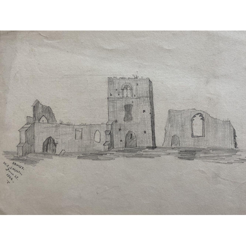 63 - A COLLECTION OF 19TH CENTURY GRAPHITE SKETCHES, (i) ‘Bawsy’ graphite on paper, depicting castle ruin... 