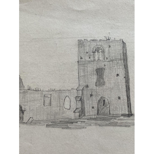 63 - A COLLECTION OF 19TH CENTURY GRAPHITE SKETCHES, (i) ‘Bawsy’ graphite on paper, depicting castle ruin... 