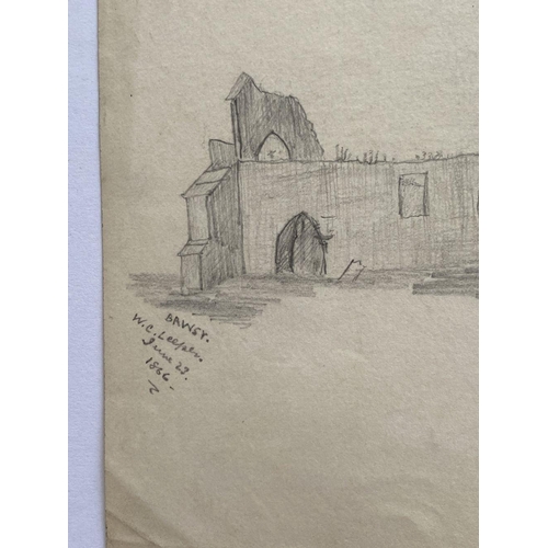 63 - A COLLECTION OF 19TH CENTURY GRAPHITE SKETCHES, (i) ‘Bawsy’ graphite on paper, depicting castle ruin... 