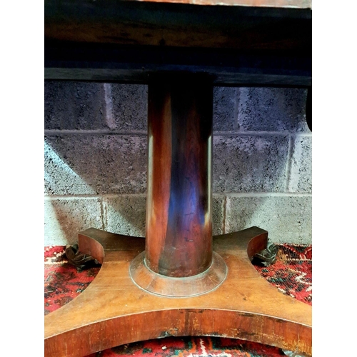 70 - A WILLIAM IV ROSEWOOD DROP-LEAF SOFA TABLE, 1810, base terminating in quadro-pod, standing on scroll... 