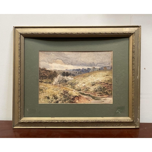 75 - C.H. POWELL (19th Century), ‘COUNTRYSIDE LANDSCAPE’, watercolour on card, with sheep to foreground, ... 