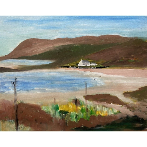 78 - TERRY DELANEY (Irish, 20th Century), ‘THE LONESOME COTTAGE’, oil on canvas, signed lower left, inscr... 