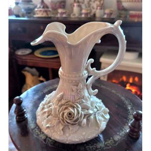 80 - A VINTAGE IRISH BELLEEK ABERDEEN THISTLE VASE, pearl porcelain, marked to base with 2nd Black Mark c... 