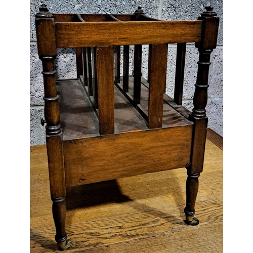 84 - A C. 1840-1860 BOWED MAHOGANY CANTERBURY excellent for storing magazines, papers, and sheet music: g... 