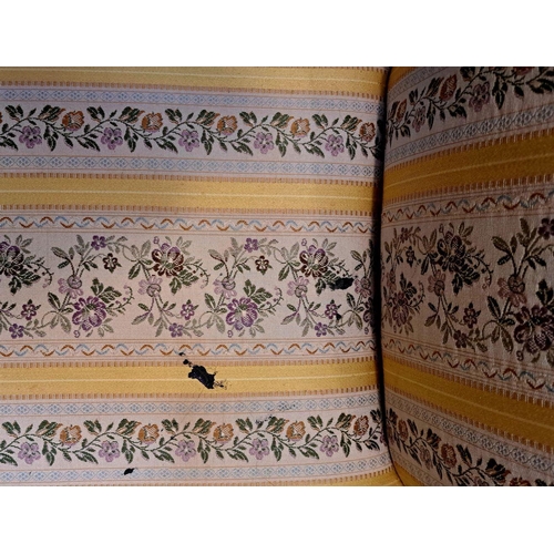 88 - A PAIR OF GEORGE III INLAID AND UPHOLSTERED BENCHES ribboned and floral upholstery with minor wear; ... 