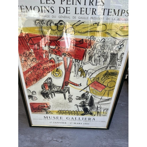 101 - A VINTAGE FRAMED FRENCH EXHIBITION POSTER: Marc Chagall exhibition, ‘Le Peintres Témoins de Leur Tem... 