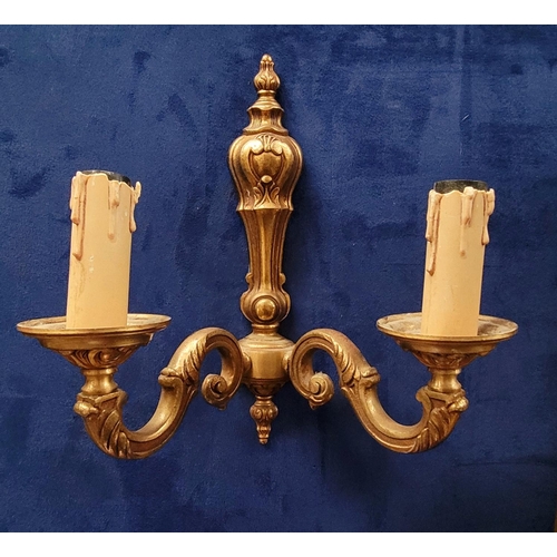 102 - A SET OF FOUR FRENCH LOUIS XV STYLE WALL SCONCES, early 20th century, each with a pair of light fitt... 