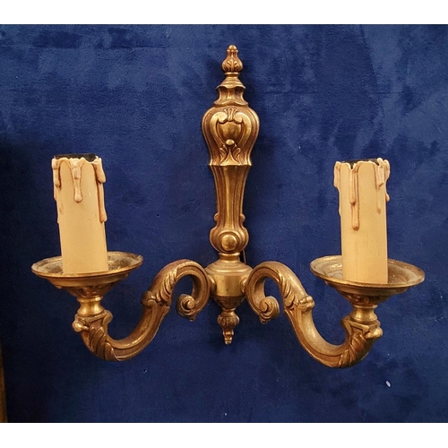 102 - A SET OF FOUR FRENCH LOUIS XV STYLE WALL SCONCES, early 20th century, each with a pair of light fitt... 