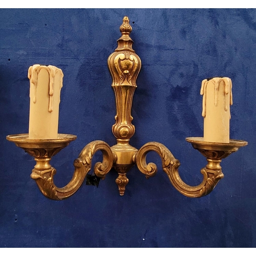 102 - A SET OF FOUR FRENCH LOUIS XV STYLE WALL SCONCES, early 20th century, each with a pair of light fitt... 