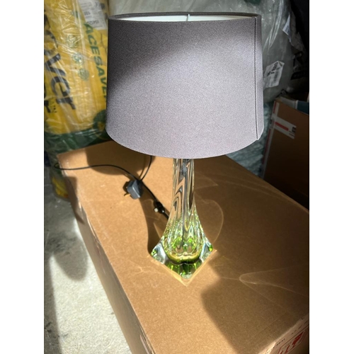 103 - A GOOD QUALITY MID-CENTURY FRENCH CLEAR & LIME GREEN GLASS TABLE LAMP, circa 1950’s, with a later gr... 