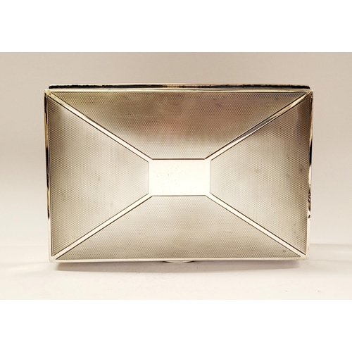 105 - A GOOD QUALITY SILVER COVERED CIGAR BOX, with hinged lid and lined with wood. The top is decorated w... 