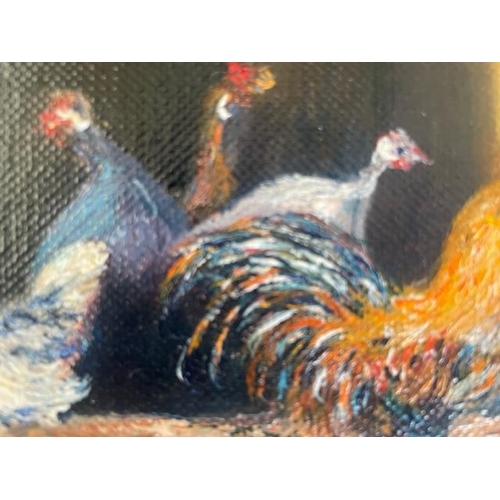 110 - KATIE BUTTIMER, (IRISH 20TH CENTURY), A FEW MORE CHICKS, oil on canvas, signed lower left, nicely fr... 